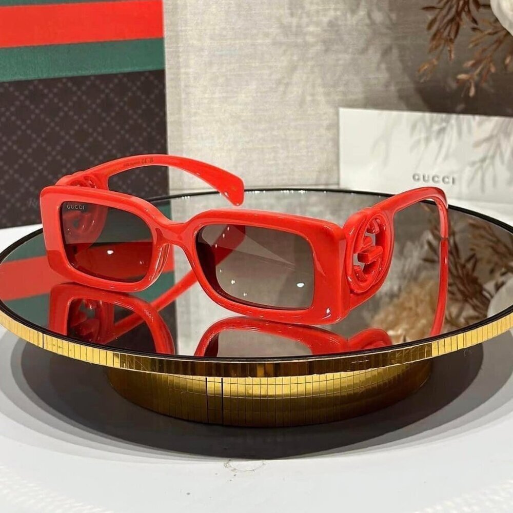 NWT Gucci GG1325S-005 Red Rectangle 54mm Sunglasses